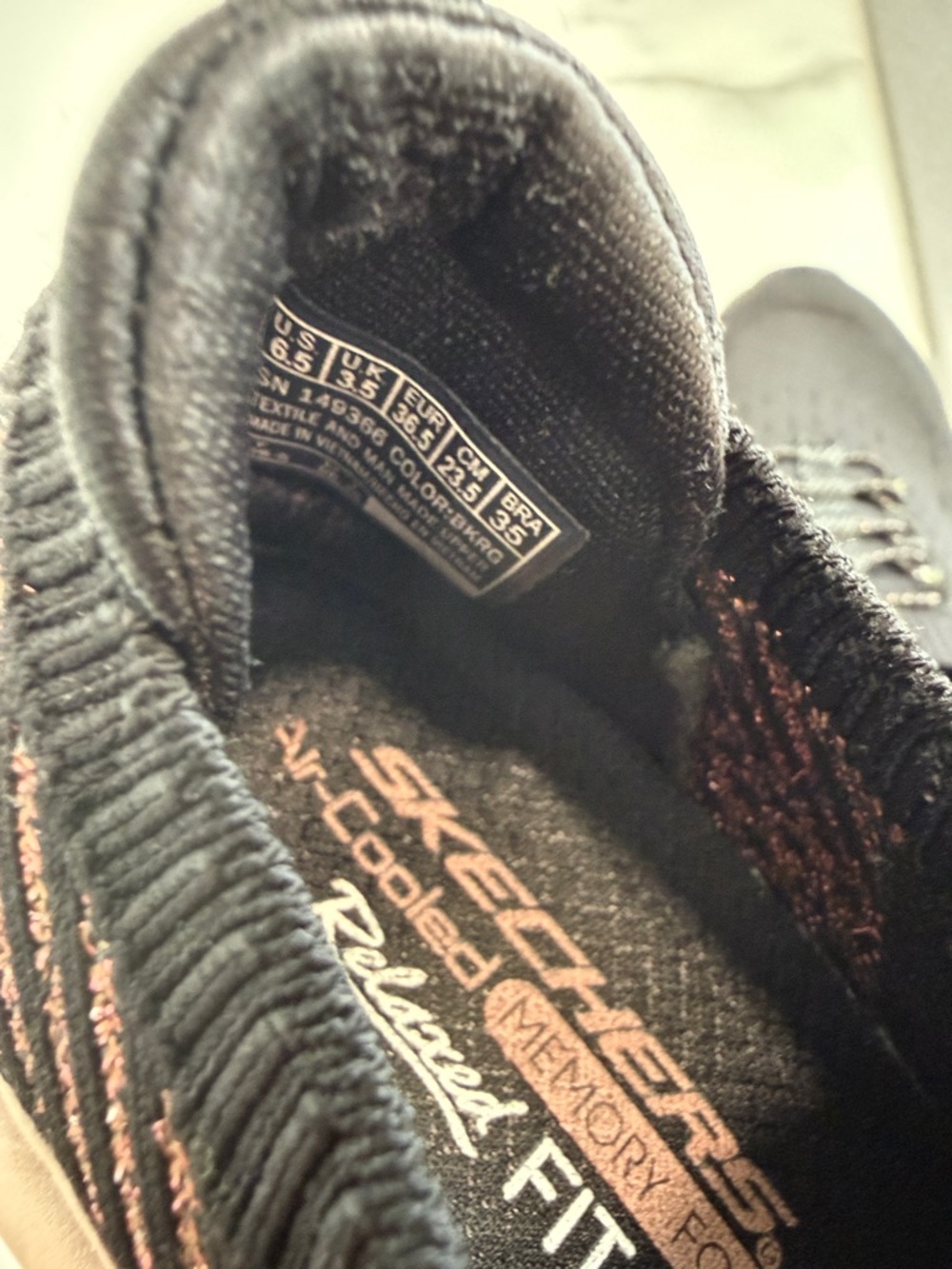 Skechers, Relaxed Fit: D'Lux Walker Black Let it Glow Walking Shoes - Size 6.5 - Picture 7 of 9